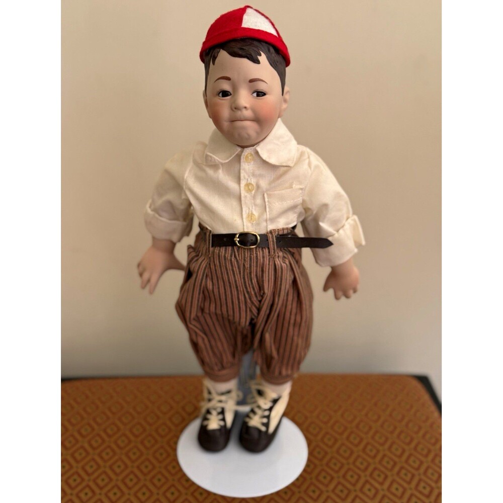 1993 Hamilton Collection Little Rascals Spanky 14" Porcelain Doll Stand COA